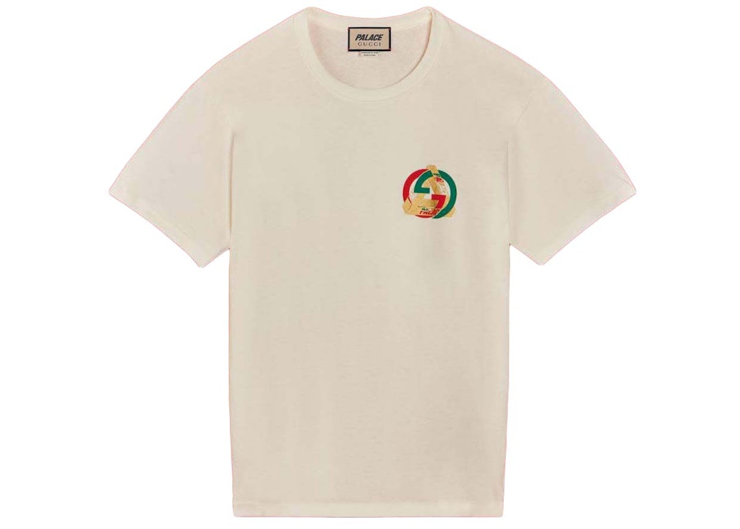 Pre-owned Palace X Gucci Printed Heavy Cotton Jersey T-shirt White
