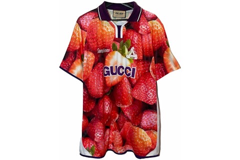 Palace x Gucci Strawberry Print Technical Jersey Football T-shirt
