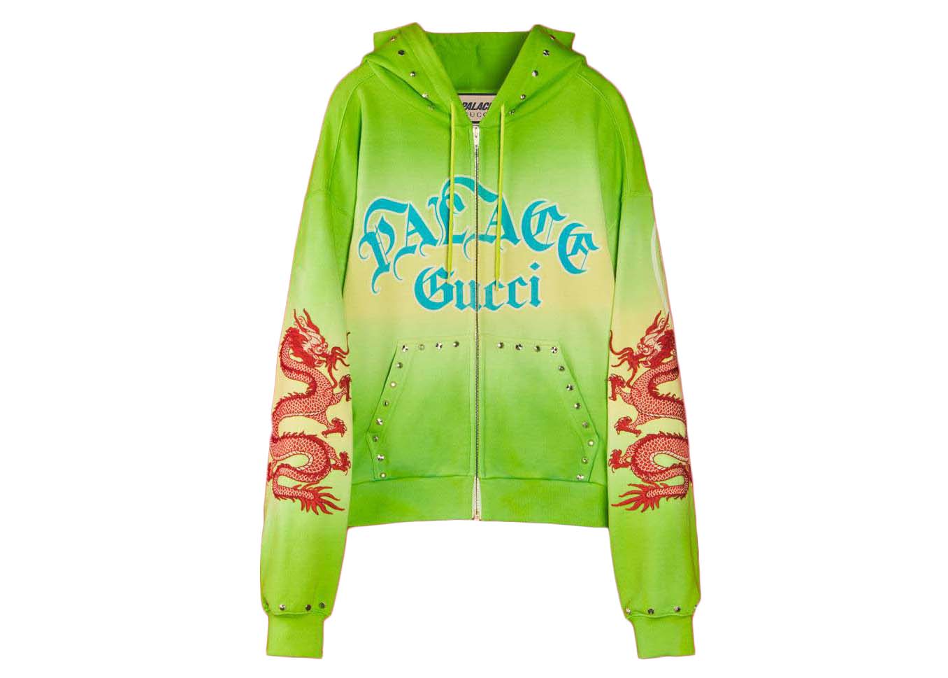 Palace x Gucci Studded and Embroidered Tie-Dye Sweatshirt Green 