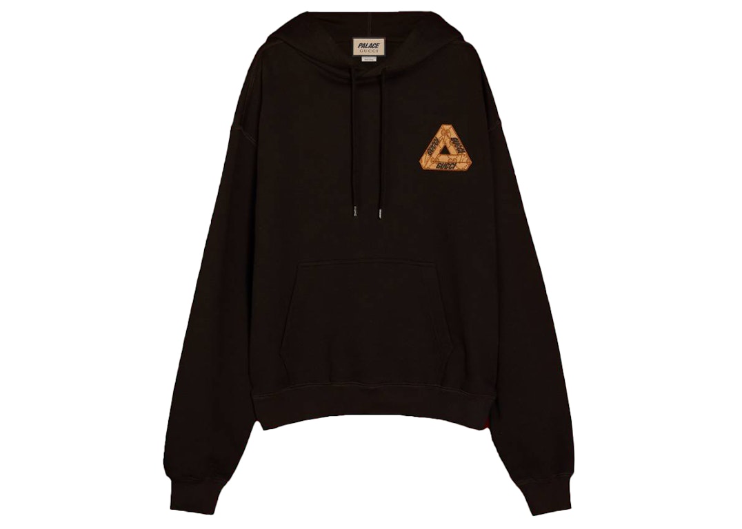 Pre-owned Palace X Gucci Tri-ferg Gg Patch Hoodie Black