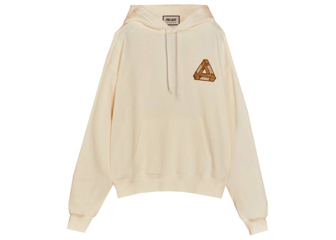 Pre-owned Palace X Gucci Tri-ferg Gg Patch Hoodie Ivory