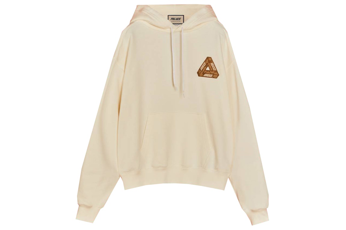 Pre-owned Palace X Gucci Tri-ferg Gg Patch Hoodie Ivory