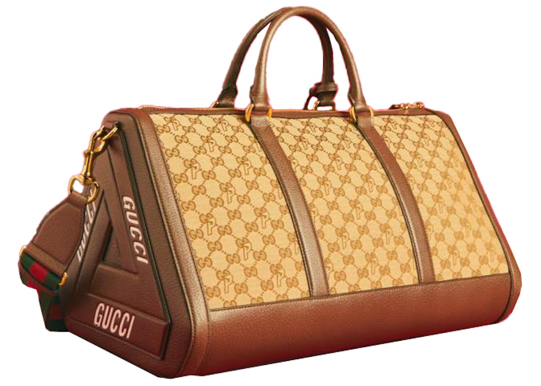 Pre-owned Palace X Gucci Triferg Canvas Gg-p Duffle Bag Beige/ebony