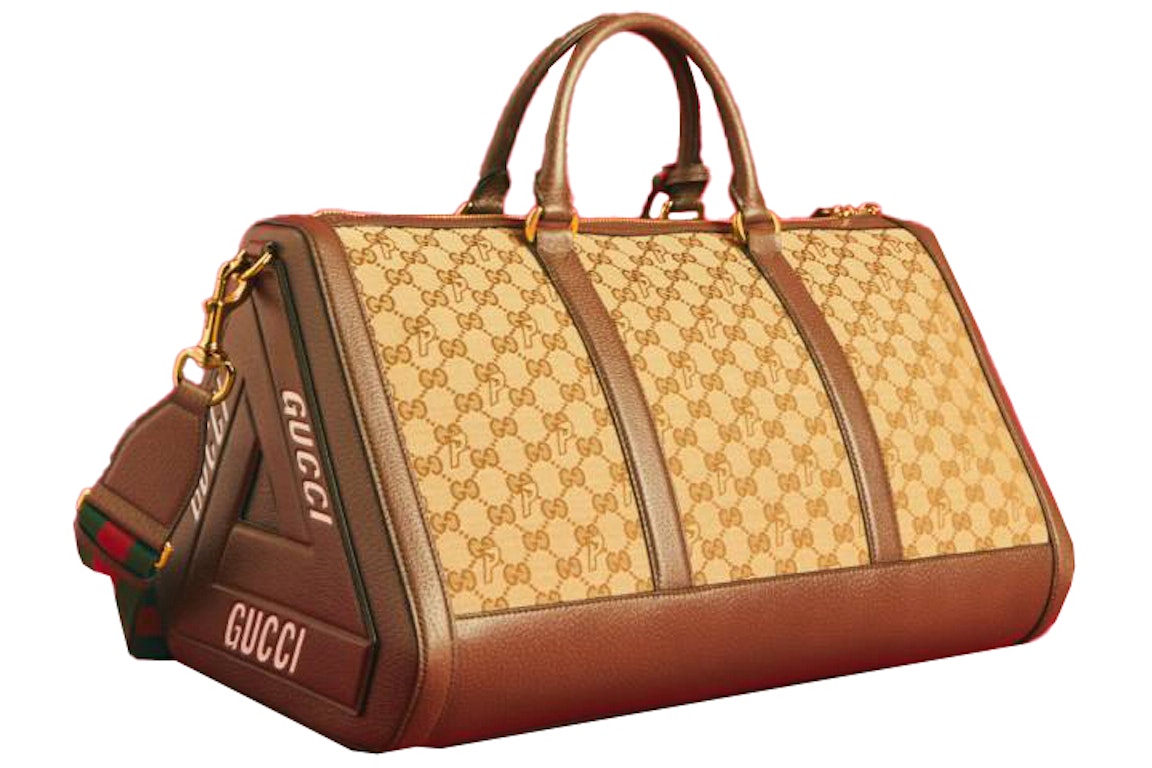 Pre-owned Palace X Gucci Triferg Canvas Gg-p Duffle Bag Beige/ebony