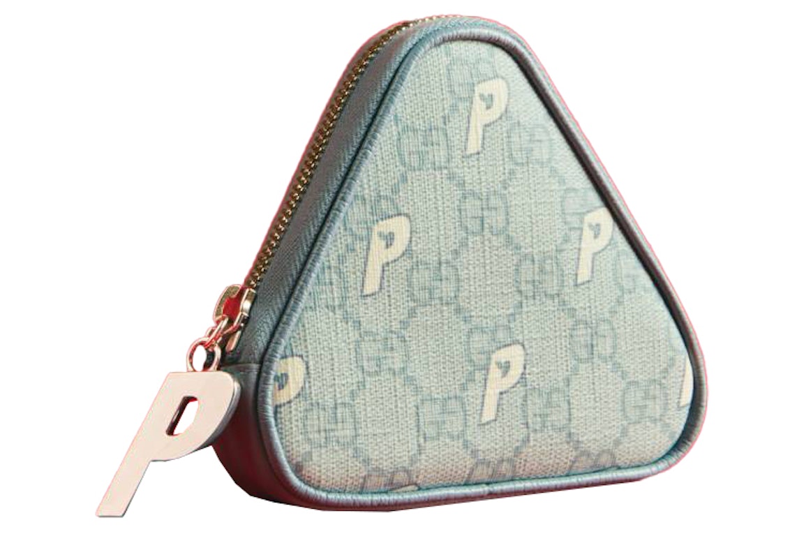 Pre-owned Palace X Gucci Triferg Supreme Gg-p Coin Purse Pale Blue