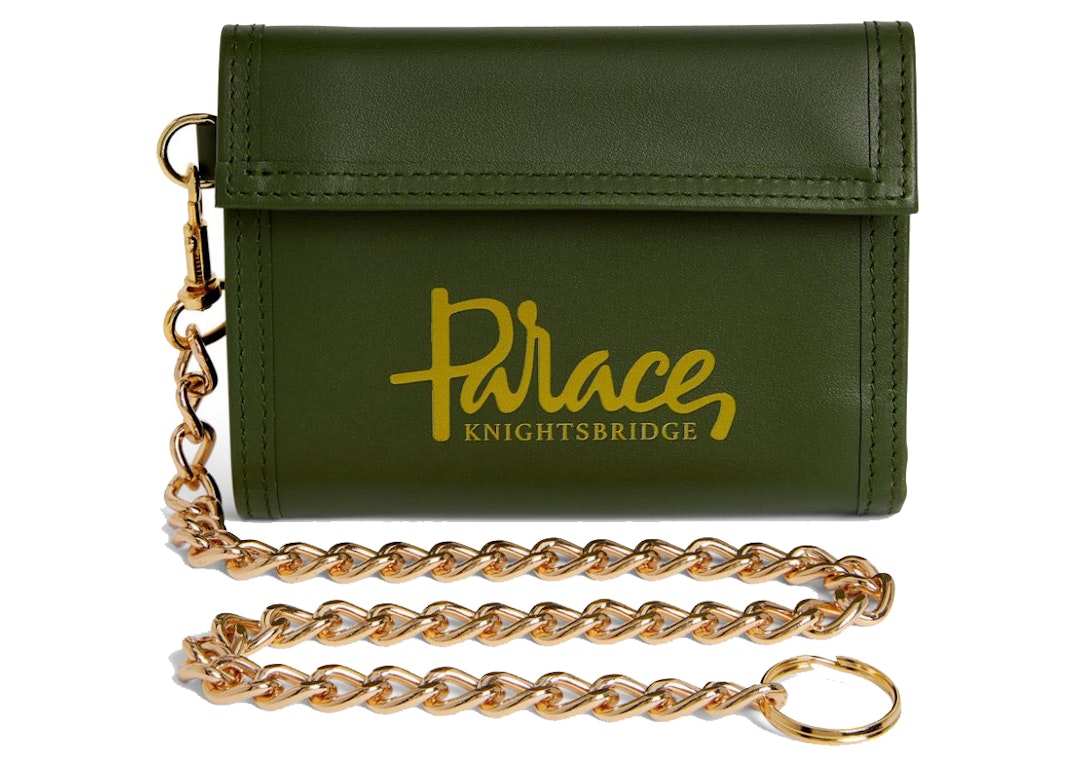 Pre-owned Palace X Harrods Leather Logo Chain Wallet Green