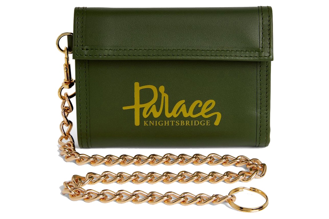 Pre-owned Palace X Harrods Leather Logo Chain Wallet Green