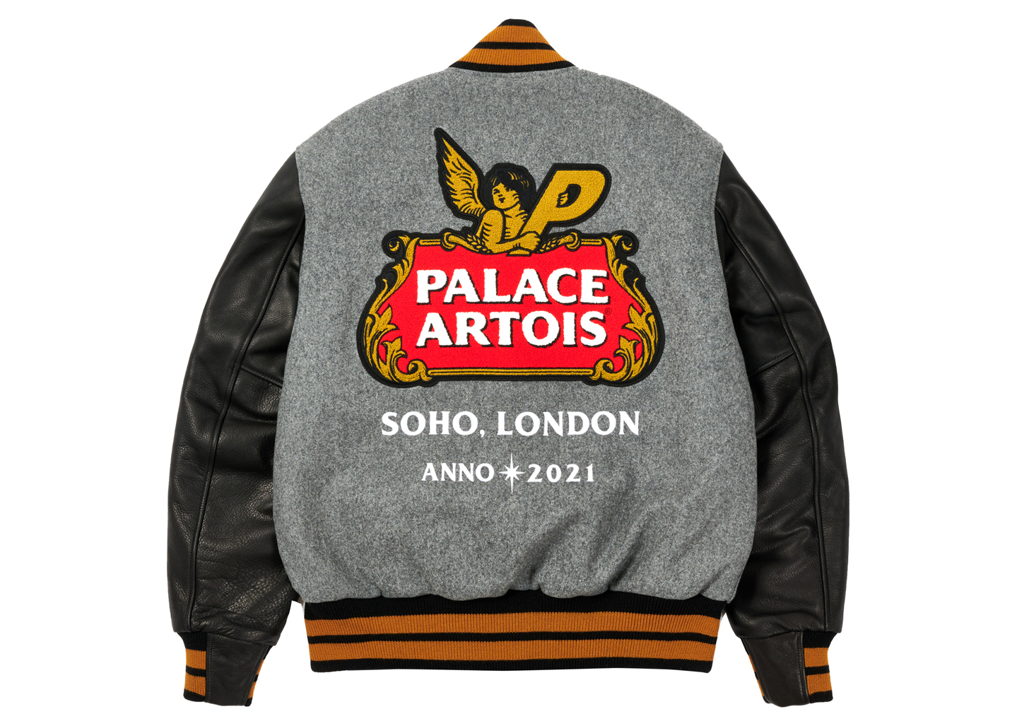 Palace x Stella Artois Wool Stadium Jacket Grey/Black Men's - FW21