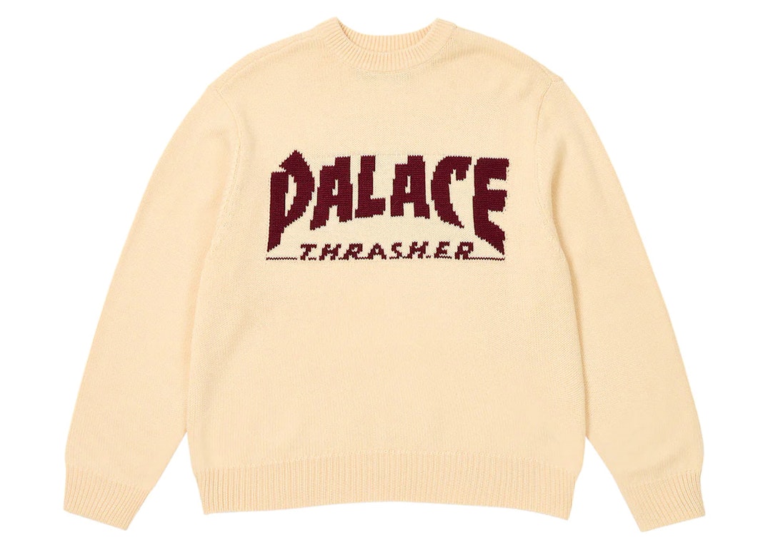 Pre-owned Palace X Thrasher Knit Off White