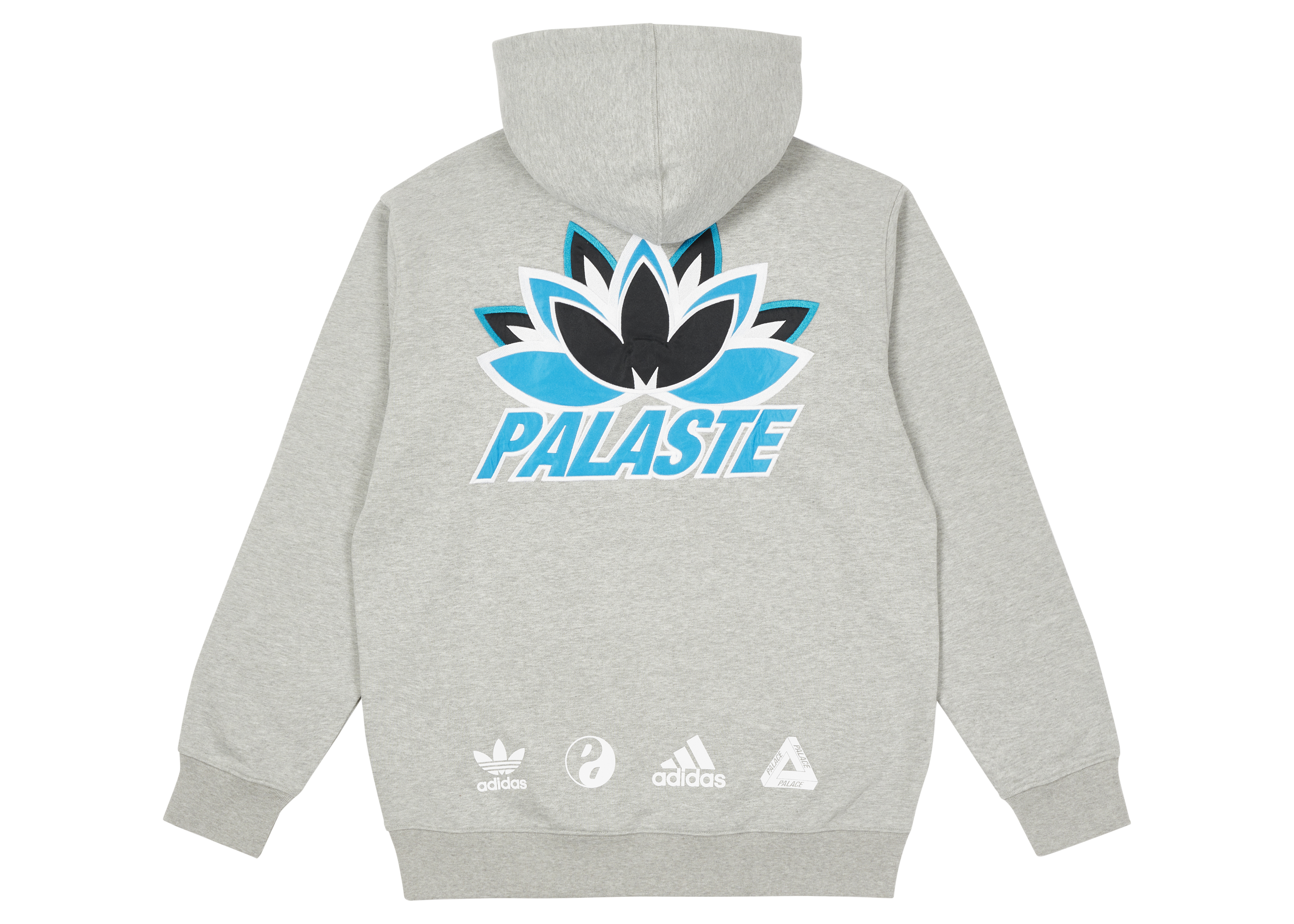 palace x adidas hoodie grey