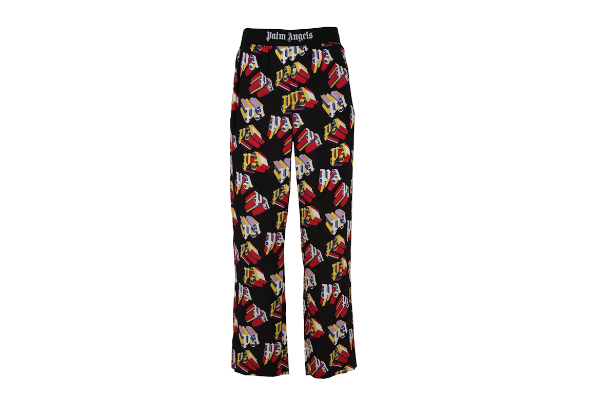 Pre-owned Palm Angels 3d Logo Print Straight-leg Trousers Black/red