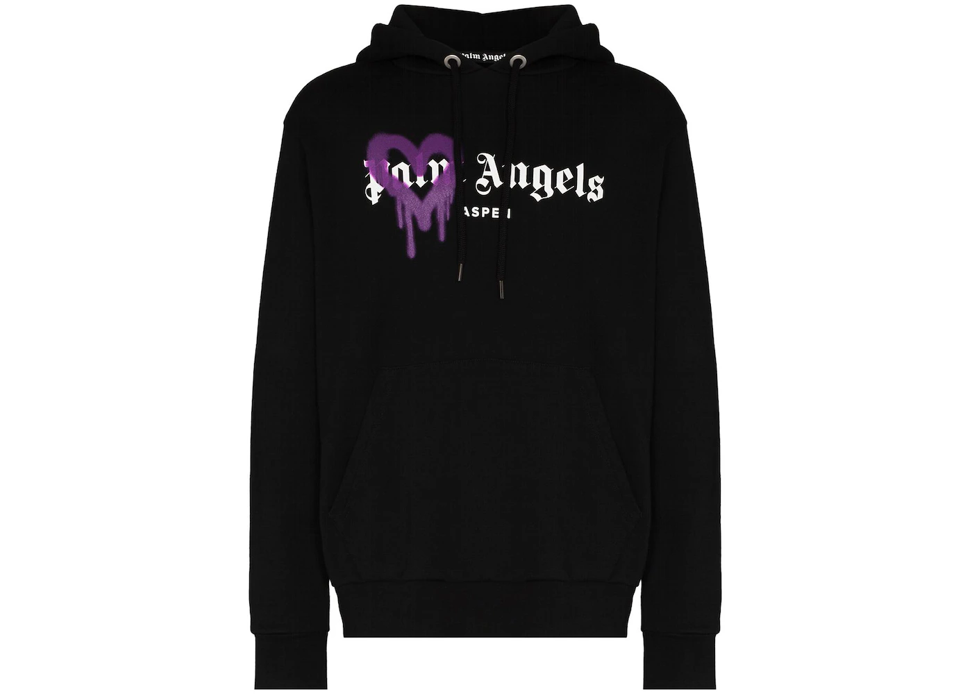 Palm Angels Aspen Heart Sprayed Logo Hoodie Black/White/Purple Men's - FW21  - US