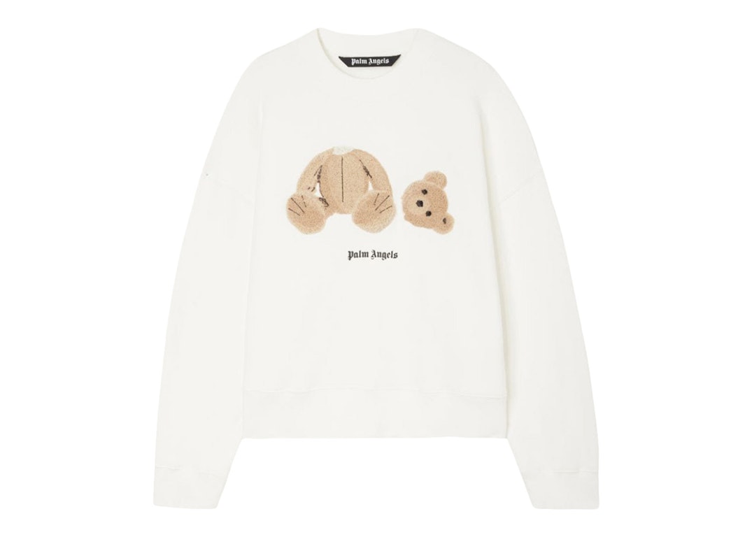 Pre-owned Palm Angels Bear Crew Sweatshirt 0360 Off White/brown