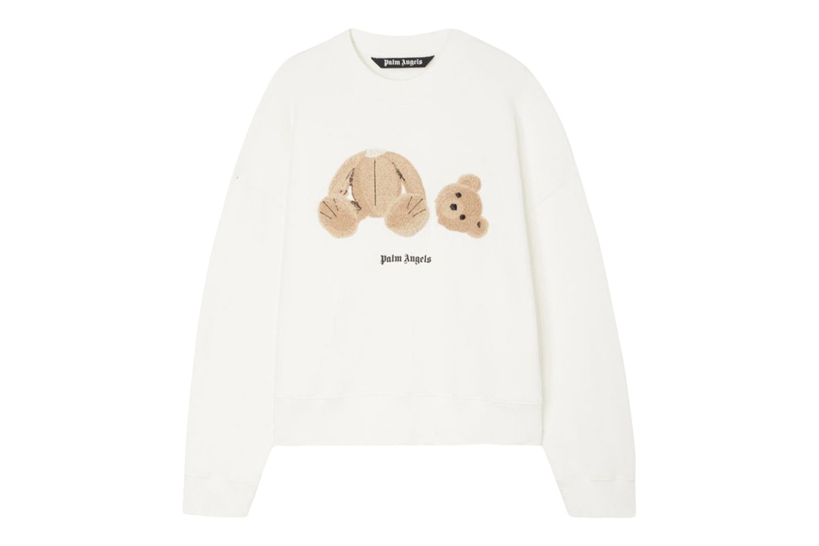 Pre-owned Palm Angels Bear Crew Sweatshirt 0360 Off White/brown