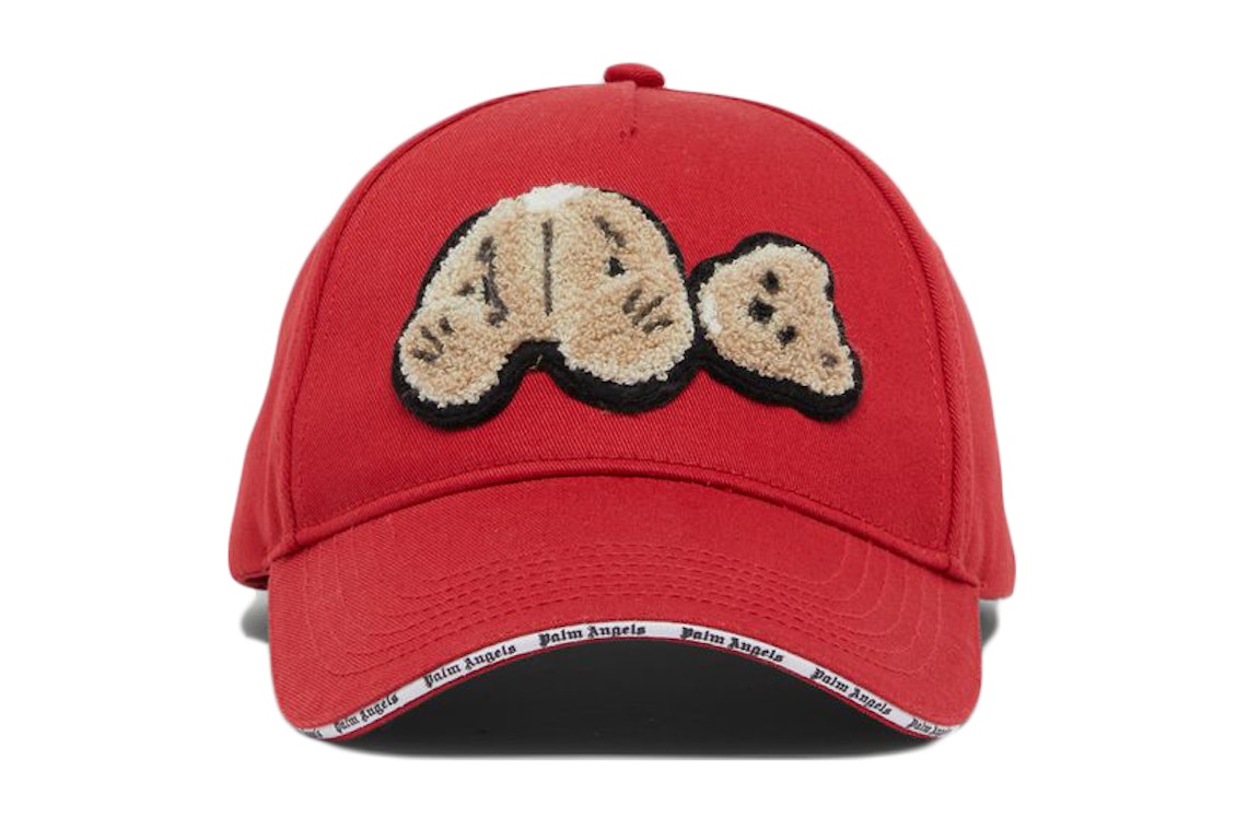 Pre-owned Palm Angels Bear Motif Baseball Cap (ss22) Red