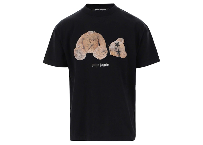 Palm Angels Bear Print Sprayed Logo T-shirt Black/Brown Men's