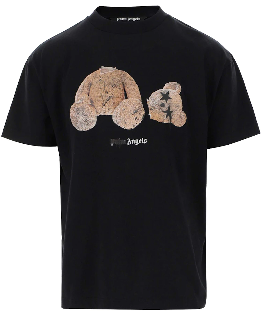Palm Angels Bear Print Sprayed Logo T-shirt Black/Brown Men's - FW21 - US