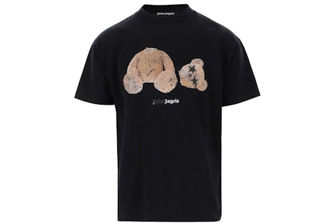 T-shirt Palm Angels ours en peluche logo graffiti noir/marron