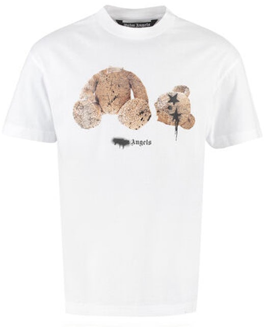 Palm Angels Bear Print Sprayed Logo T-Shirt Black/Brown