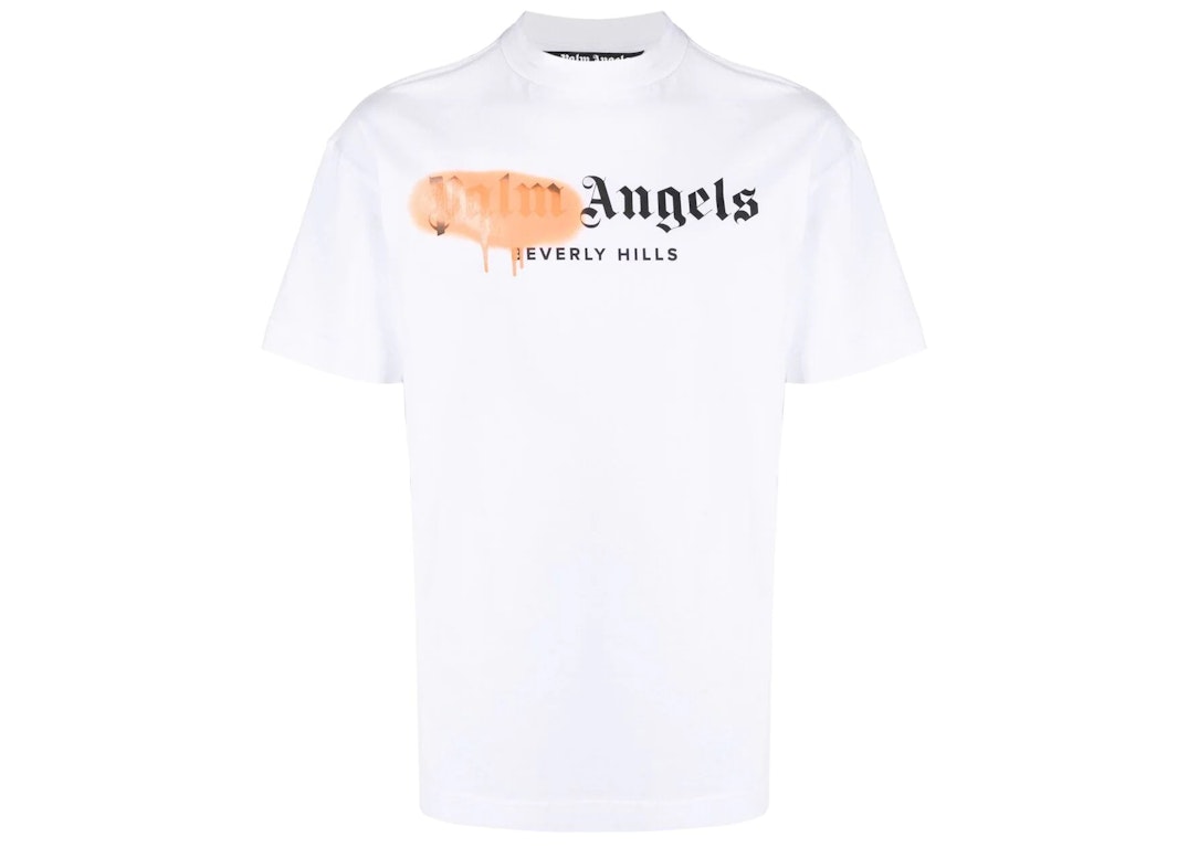 Pre-owned Palm Angels Beverly Hills Sprayed Logo T-shirt White