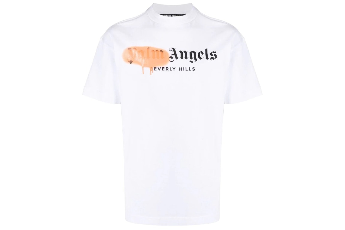 Pre-owned Palm Angels Beverly Hills Sprayed Logo T-shirt White