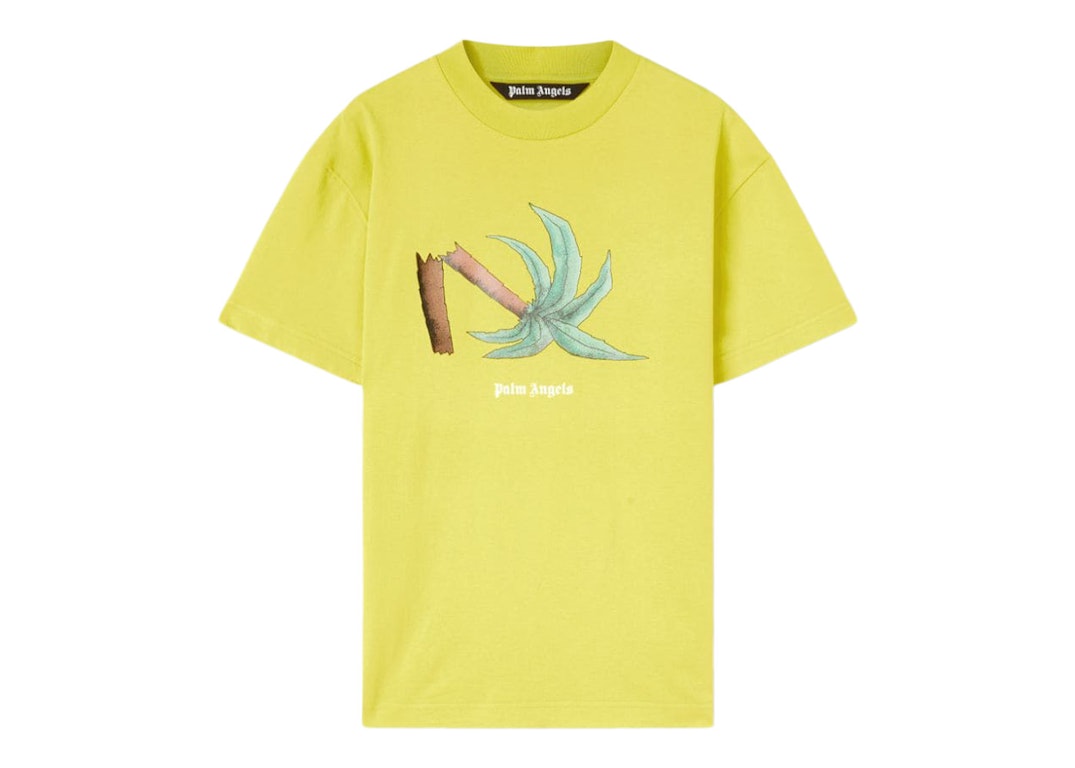 Pre-owned Palm Angels Broken Palm Classic T-shirt Yellow/green