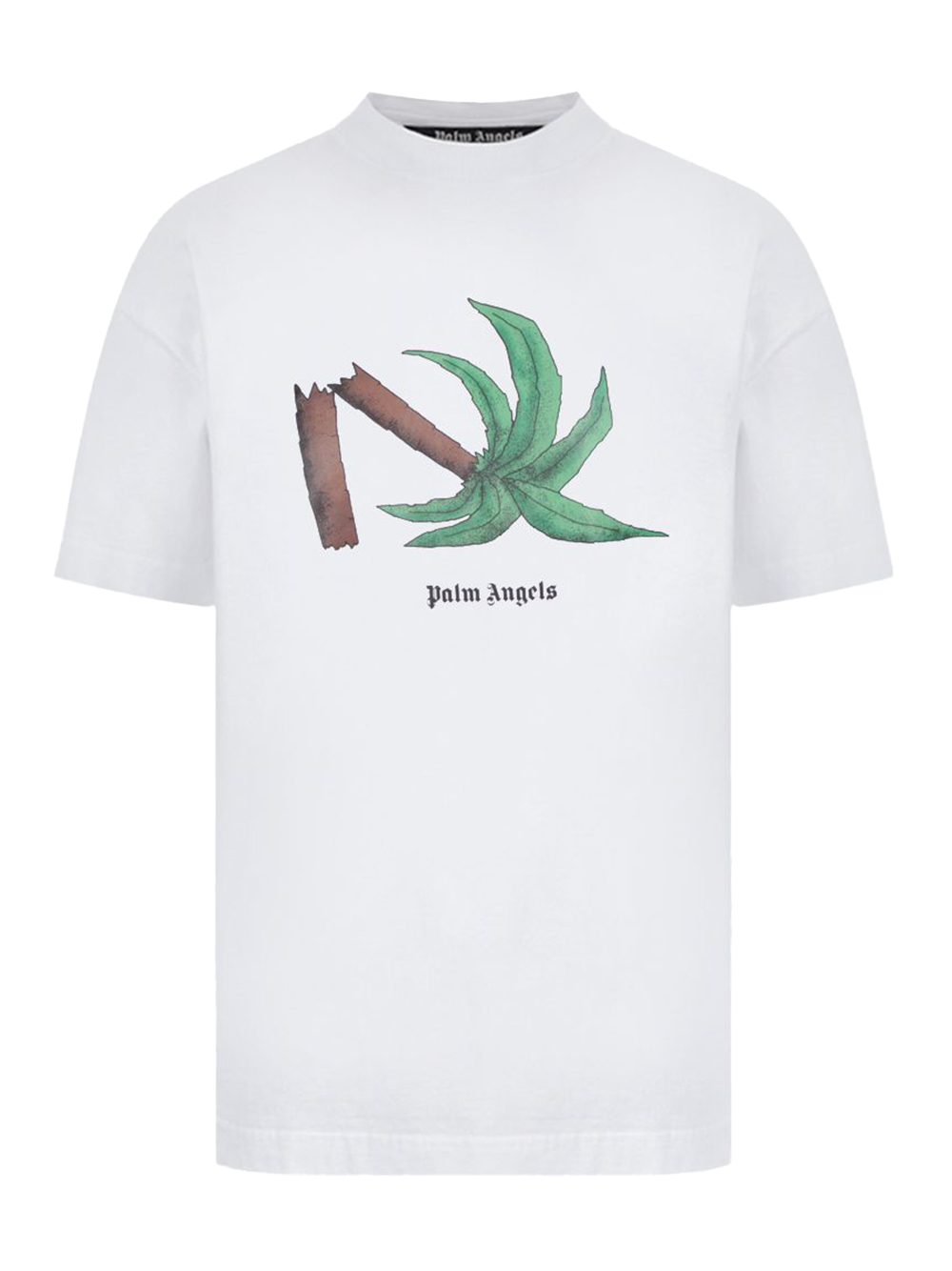 Palm Angels Broken Palm T Shirt White/Brown/Green Men's   SS   US