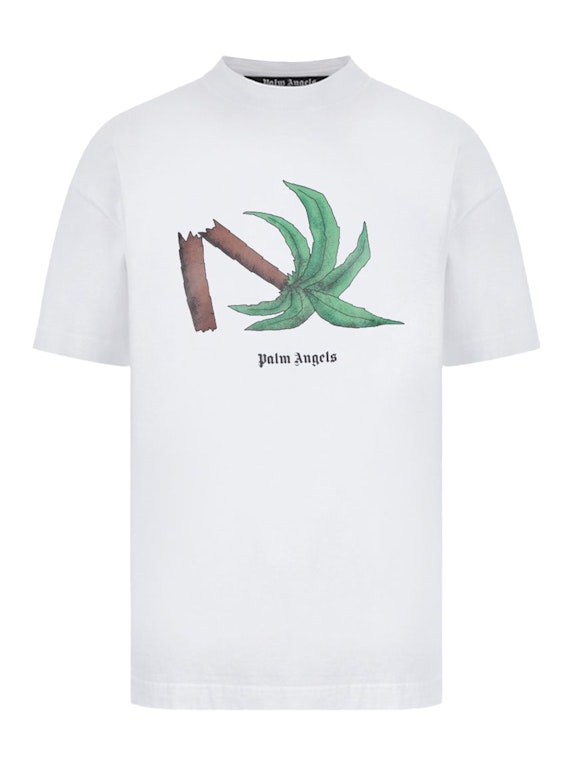 Pre-owned Palm Angels Broken Palm T-shirt White/brown/green