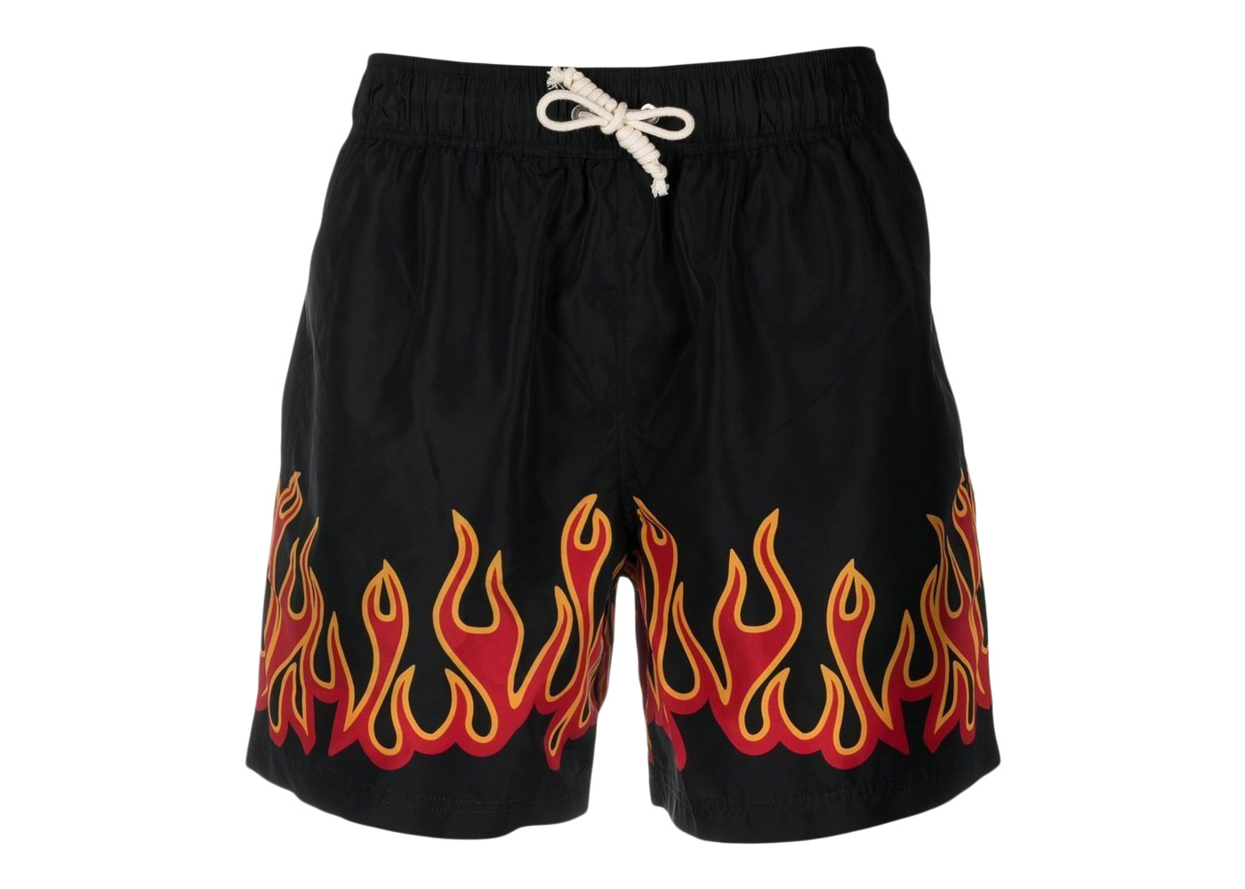 Palm Angels Burning Flames Print Swim Shorts Black/Orange メンズ - JP