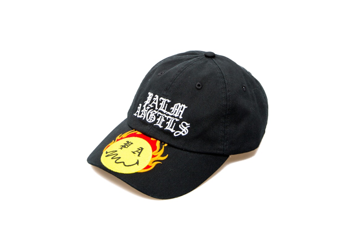 Pre-owned Palm Angels Burning Head Cap Black
