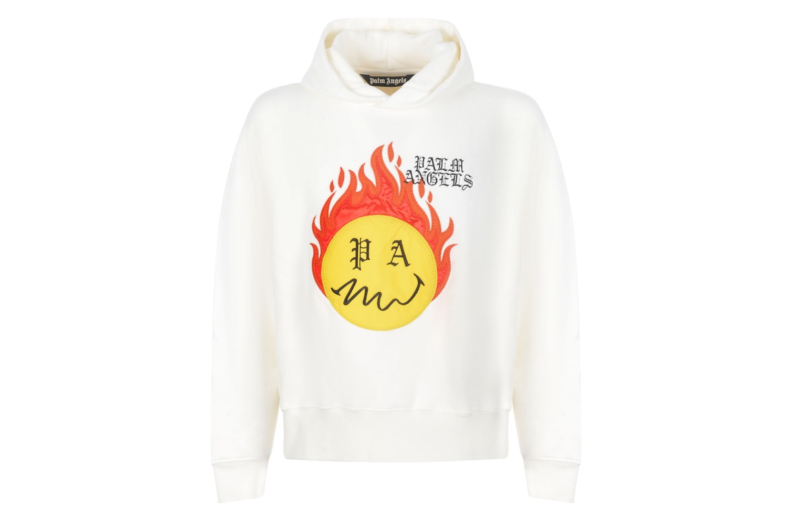 Pre-owned Palm Angels Burning Head Hoodie White