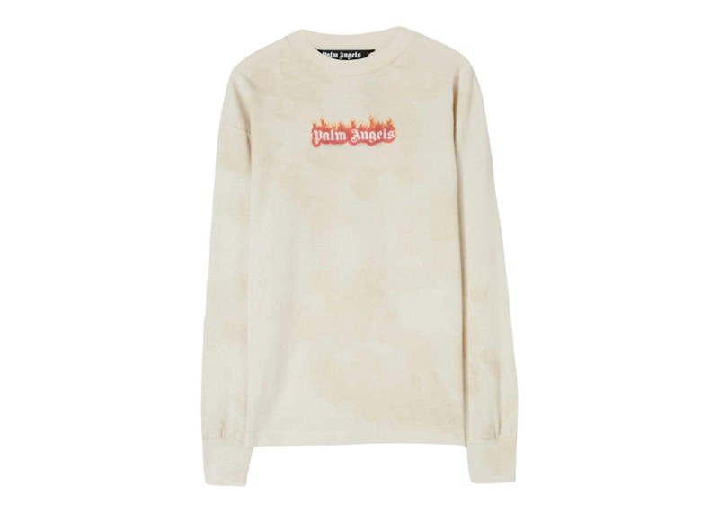 Palm Angels Burning Logo Classic Longsleeve T-shirt Off White/Black (FW22)