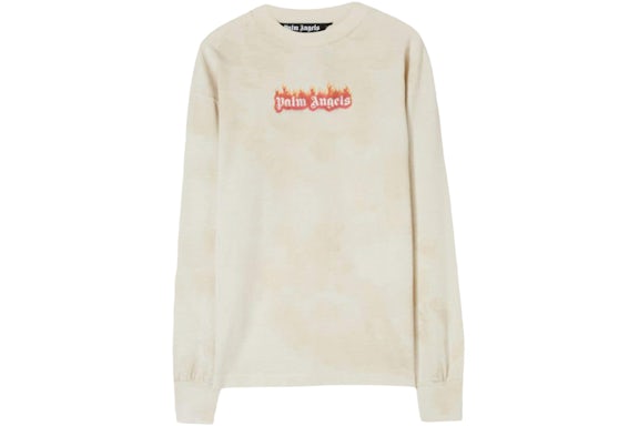 T-shirt à manches longues classique Palm Angels Burning Logo OFF-WHITE/Noir