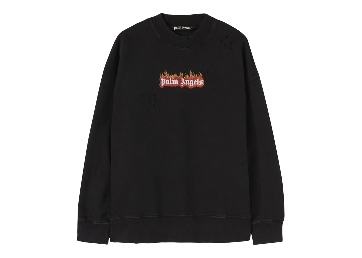 Palm Angels logo-print distressed hoodie - BLACK BLACK