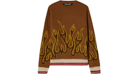 Palm Angels Burning Wool Knit Sweater Nuts/Yellow