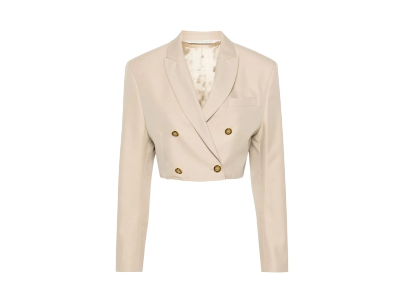 Palm Angels Buttons Crop Blazer Beige