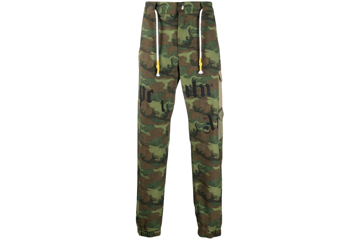 Pre-owned Palm Angels Camo Broken Logo Cargo Pants Military Green/brown