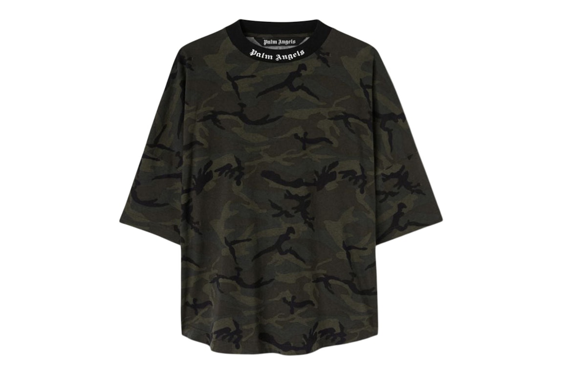Pre-owned Palm Angels Camo Classic Logo Over T-shirt Military/black