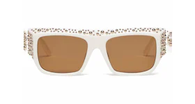 Palm Angels Casablanca Studded Square-Frame Sunglasses White/Caramel (PERI008S22PLA0010160)