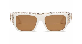 Palm Angels Casablanca Studded Square-Frame Sunglasses White/Caramel
