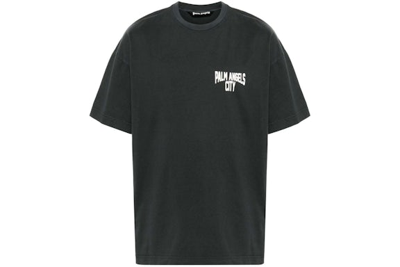 Palm Angels City Washed-Effekt T-Shirt Dunkelgrau