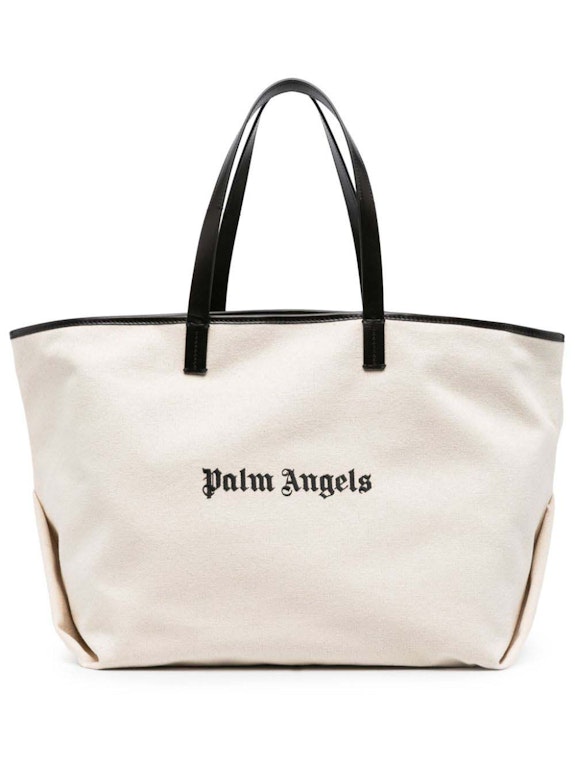 Pre-owned Palm Angels Classic Logo Basic Tote White/black