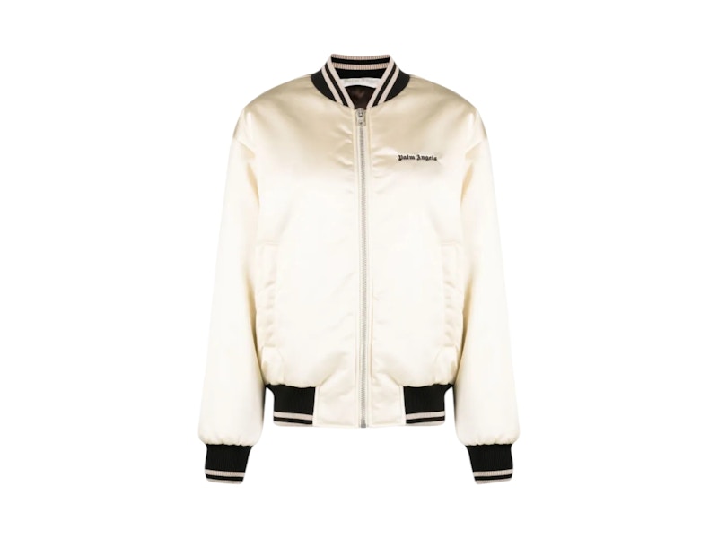 Pre-owned Palm Angels Women's Classic Logo Bomber Jacket In White