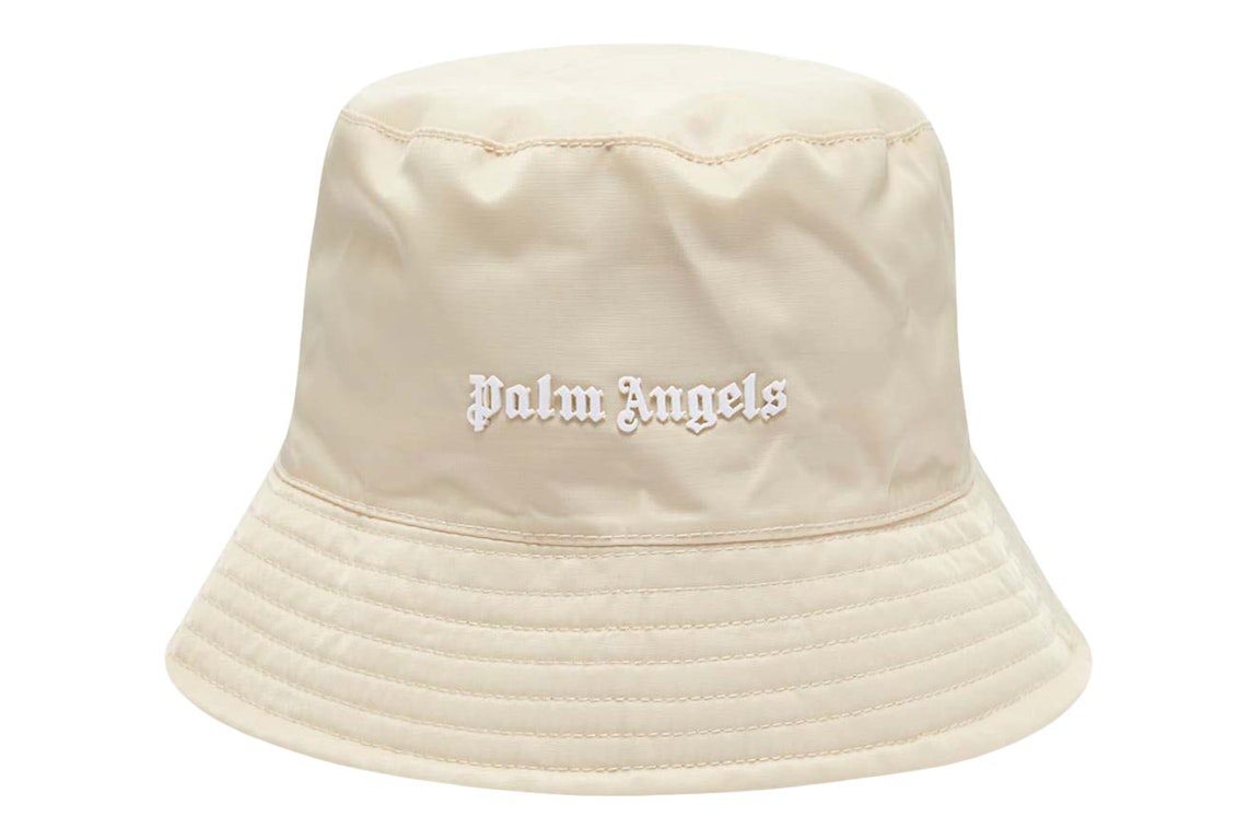Pre-owned Palm Angels Classic Logo Bucket Hat Beige/white