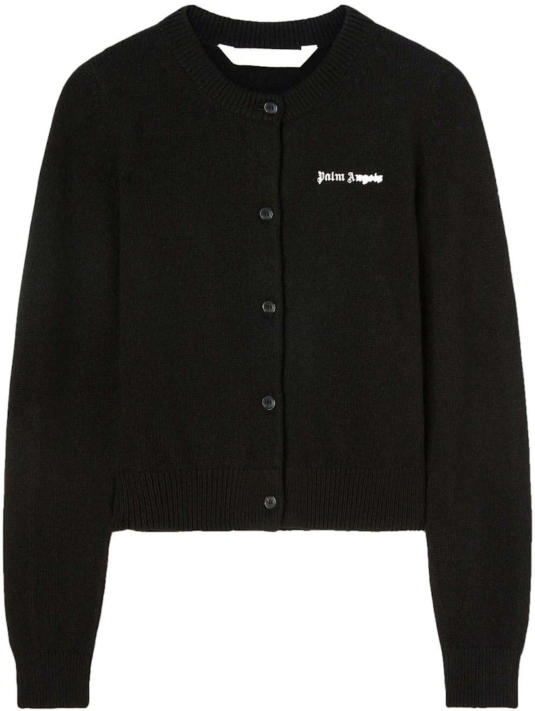Palm Angels Classic Logo Fitted Cardigan Black/White - US