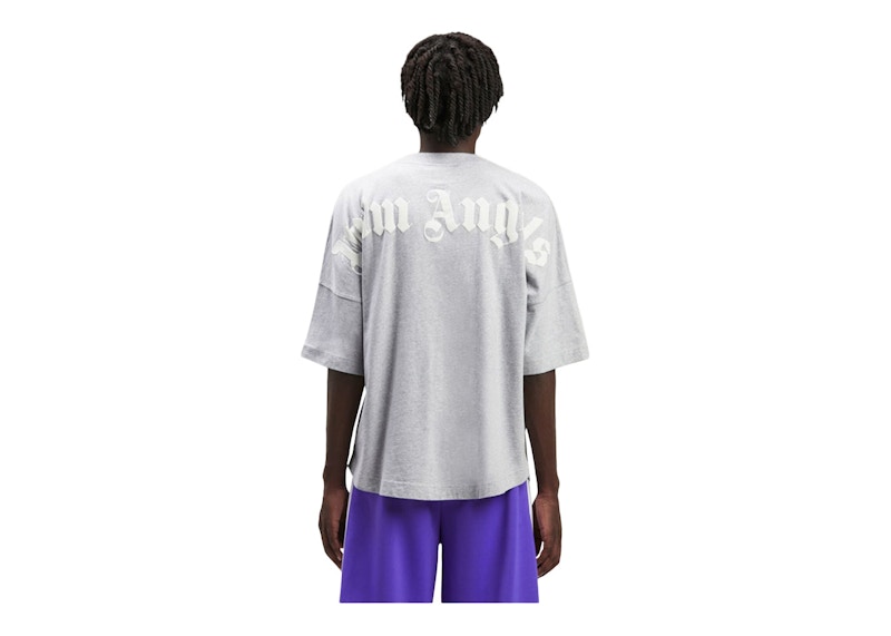 Palm Angels Classic Logo Over T-Shirt 0801 Melange Grey/White