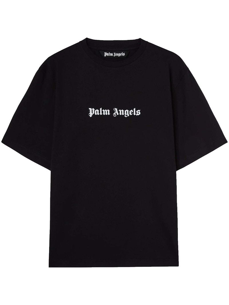 【関税込み】PALM ANGELS SLIM T-SHIRT WITH CLASSIC LOGO Palm Angels Classic Logo Slim T-shirt Black/White Men's