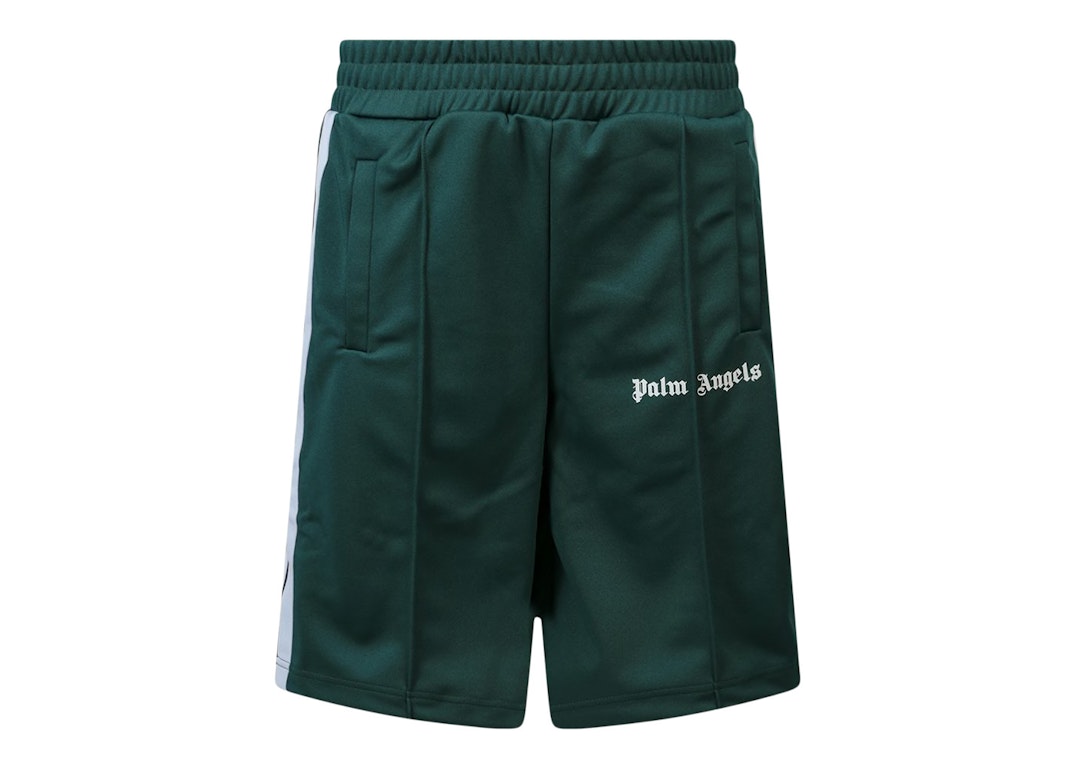 Pre-owned Palm Angels Classic Track Shorts Forest Green/white