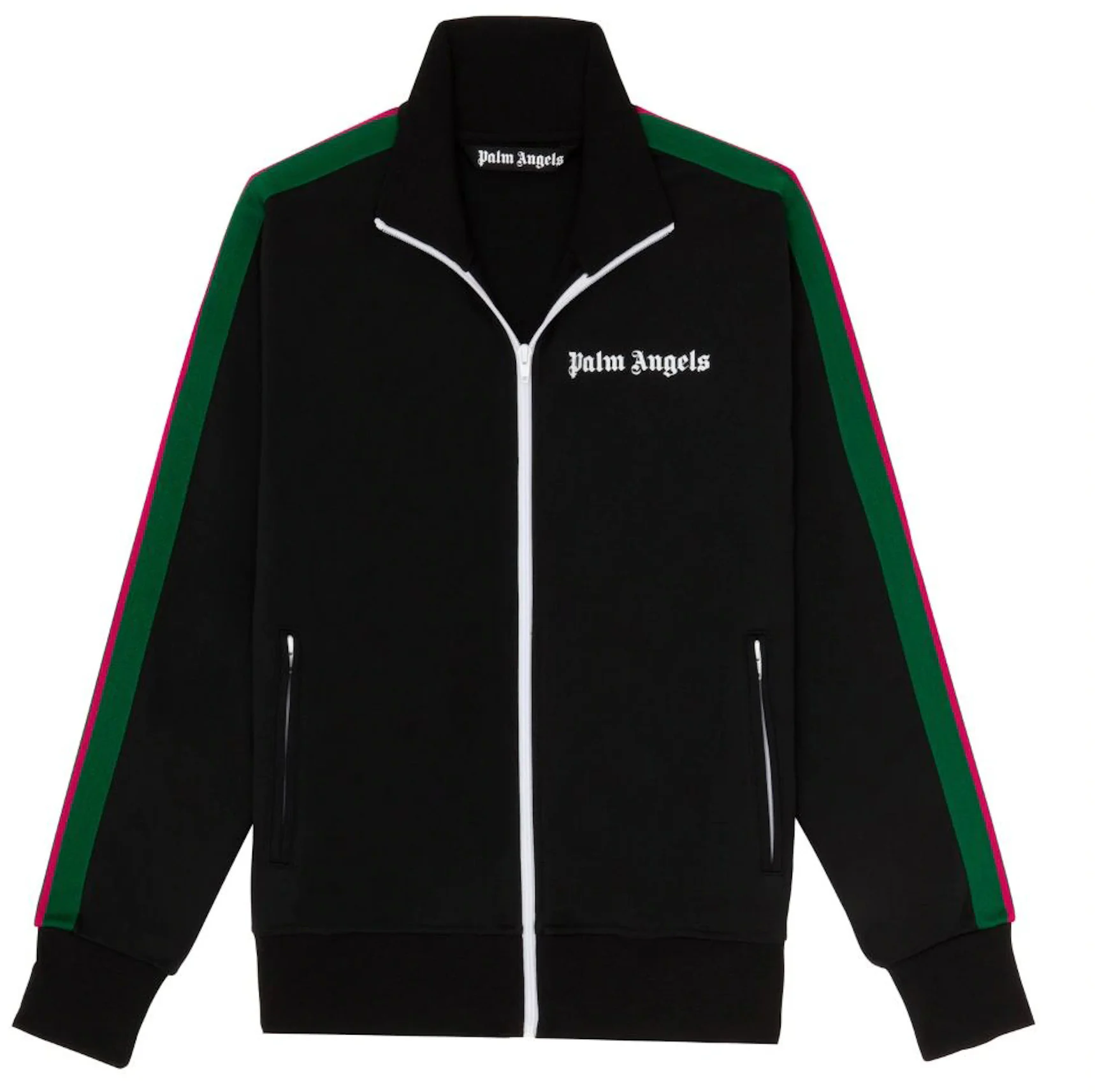 Palm Angels College Zip Up Track Jacket Black/Green Men's - SS21 - US