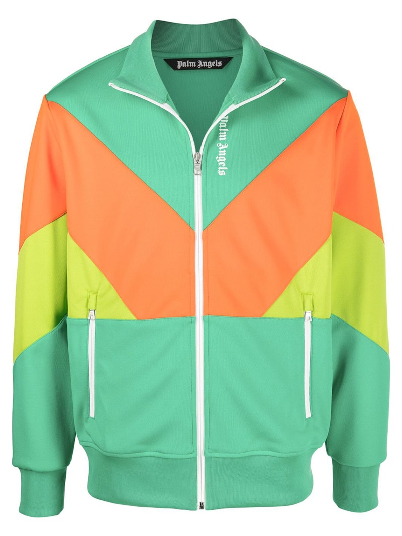 Palm Angels Colorblock Track Jacket Forest Green Orange Lime Green Men s SS22 US